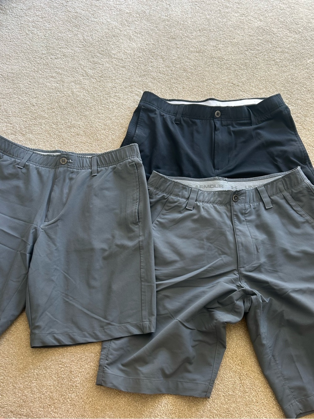 Under Armour Men’s Slate Gray Flat Golf Shorts three pairs